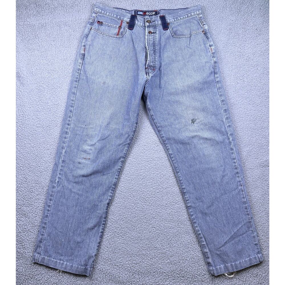 VTG Mecca Jeans Mens 34x30 Blue Denim Straight Relaxed Fit Y2K 2000s